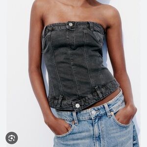 NWT ZARA CORSET STYLE DENIM TOP TRF, size small, NWOT